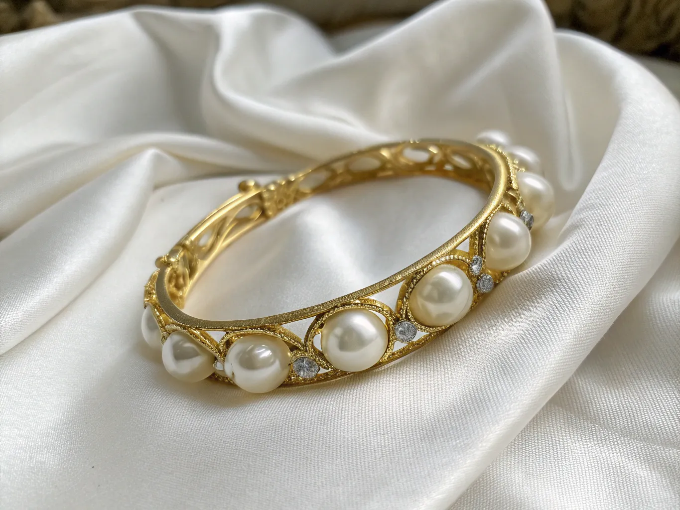 Guldarmbånd med perler
